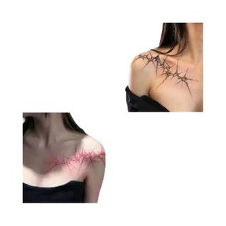 Adesivo De Tatuagem Temporária De Espinhos Punk Para Halloween, Para Mulheres E Homens, Ta