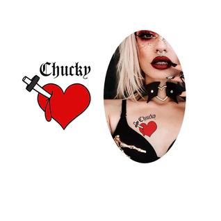 Adesivo Tatuagem temporária coração halloween chucky 38mm