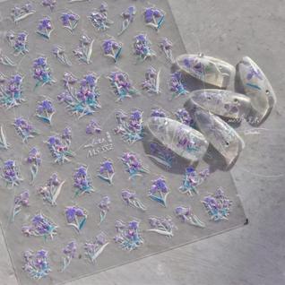Adesivos de arte para unhas NBNTGH 5D Decalques florais em relevo x1 folha