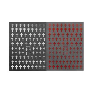 Adesivos De Unha Cruzados Pretos, Brancos E Dourados (2 Peças)  Decoração Simples E Modern