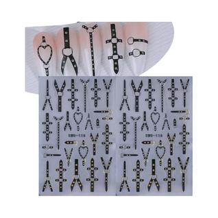 Adesivos De Unha Pretos Estilo Punk Foscos Com Design De Tiras Stiletto E Decalques De Arg