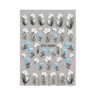 Adesivos Florais 5D para Unhas - Design de Casamento em Relevo
