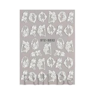 Adesivos Florais 5D para Unhas - Design de Casamento em Relevo