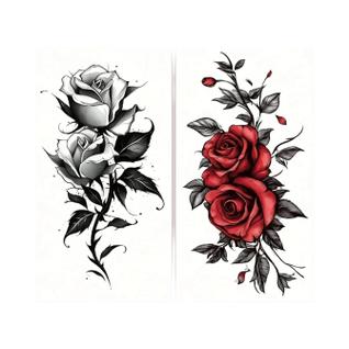 Adesivos Temporários De Tatuagem Floral Colorida Em Forma De Rosa, Arte Corporal À Prova d