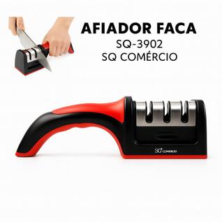 Afiador SQ-3902 com 3 níveis de afiação, ideal para recuperar, alinhar e polir facas com r