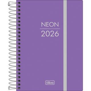 Agenda Costurada Diária 11,7x 16,4 cm Neon 2026 - Roxa