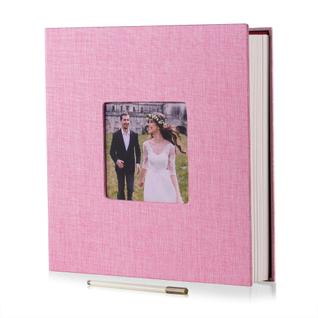 Álbum de fotos HoneyTolly, capa de linho autoadesiva, 60 páginas, rosa