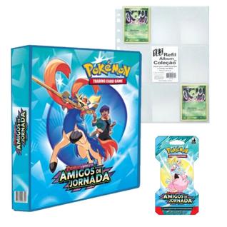 Álbum Fichário Pokemon Escarlate e Violeta Amigos de Jornada com 1 Blister Unitário e 10 F