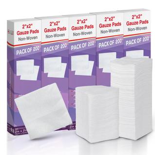 Almofadas de gaze Healqu 2x2 de 4 camadas, 1000 unidades para procedimentos odontológicos
