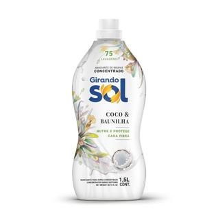 Amaciante Concentrado Coco E Baunilha Girando Sol 1,5L, Concentrado, Branco, Nutre E Prote