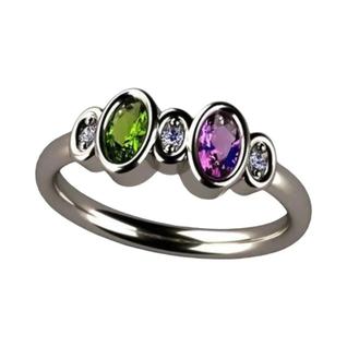 Anéis Cz Vintage para Mulheres - Oliva, Roxo e Branco - Design Elegante e Simples