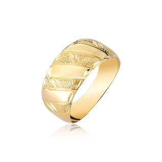 Anel feminino largo ouro puro amarelo trabalhado AC01 18k