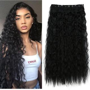 Aplique Tic-Tac Identico ao Cabelo Humano 70 cm Preto Cacheado - Weng