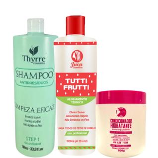 Ativo Progressiva Selagem Tutti Frutti 1l+ Shampoo Antirresíduo Limpeza Thyrre 1l + Pós Qu
