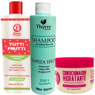 Ativo Progressiva Selagem Tutti Frutti 300ml + Shampoo Antirresíduo Thyrre 300ml + Pós Qui