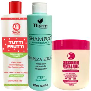 Ativo Progressiva Selagem Tutti Frutti 300ml + Shampoo Antirresíduo Thyrre 300ml + Pós Qui