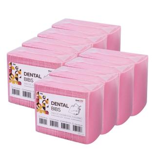 Babadores dentários descartáveis ONEMED 13x18cm, 3 camadas, rosa, 1000 unidades