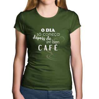Baby Look Algodão O dia só começa depois de um bom café - Foca na Moda