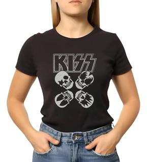 Baby Look Feminina Banda Kiss Personalizada Com Caveira