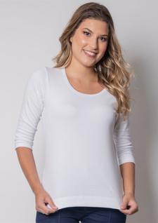 Baby look Pau a Pique 3/4 básica Branco