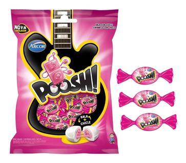BALA POOSH TUTTI FRUTTI COM RECHEIO DE CHICLETE PACOTE 500g ARCOR