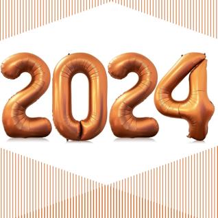 Balão LHOAVWE 2024 número 40 polegadas laranja para o ano novo