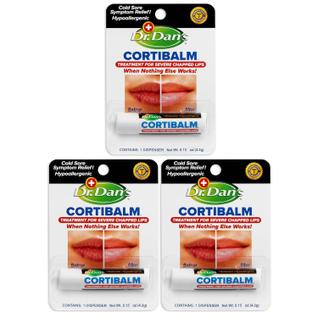 Bálsamo labial Dr. Dan's Cortibalm para lábios secos e rachados, pacote com 3