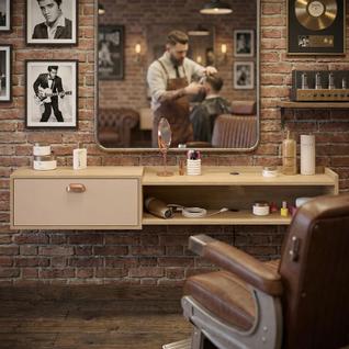 Bancada 1.5 Suporte Barbearia Completa Balcão Suspenso Salão De Beleza Estética Cuidados C