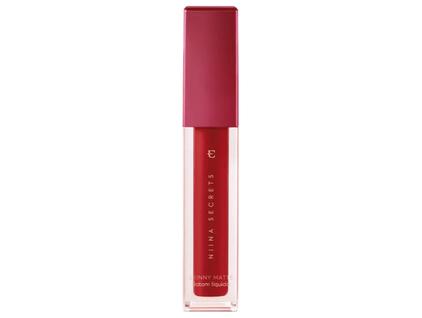 Batom Líquido Aveludado Eudora Niina Secrets Skinny Matte Vermelho Hibisco Longa duração 5