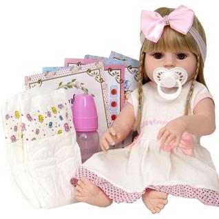 Bebê Reborn Menina Baby Realista Silicone Cabelo Loiro