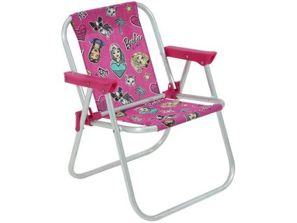 Bel fix cadeira de praia infantil alta em aluminio cor:rosa barbie