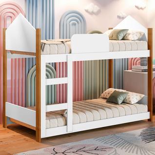 Beliche Magia com Escada e Grade de Proteção Branco/Grenat - Gabrielli Móveis