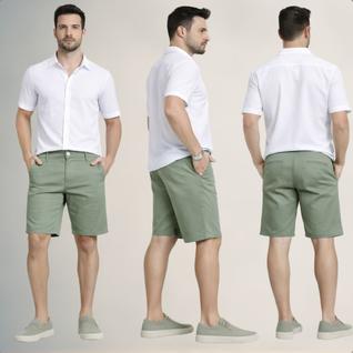 Bermuda Masculina Sarja Alfaiataria com Bolso Faca Conforto -
