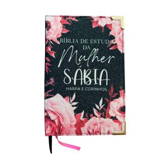 Bíblia de Estudos da Mulher Sabia Floral Preta Arc Full Color Glitter 100 Preta