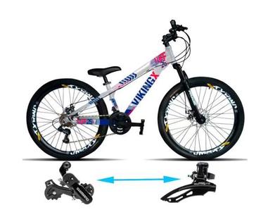 Bicicleta Viking X TUFF 25/30 Aro26 Freio a Disco 21 V Cambios Importados Azul Laranja