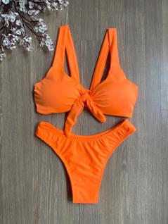 Biquini Cropped Laço Biquíni Asa Delta Neon vIbes Moda Praia