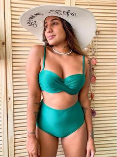 Biquini Malise Plus Size Cintura Alta Bojo Verde M