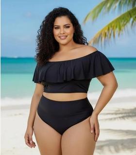 Biquíni Plus Size Feminino Cintura Alta Praia Top