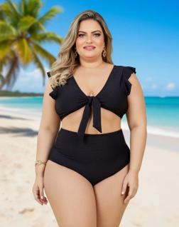 Biquíni Plus Size Feminino Cintura Alta Praia Top