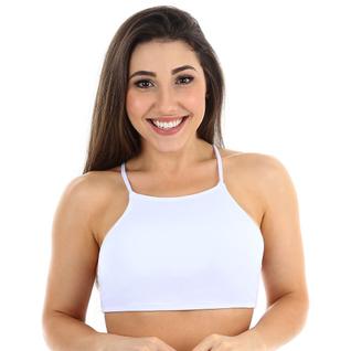 Biquini top cropped faixa com bojo removível frente única de amarrar nas costas e alcinha 