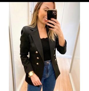 Blazer Feminino Alfaiataria Casaco Social Com Botão Lindo