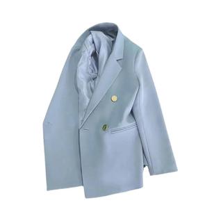Blazer Feminino Elegante Transpassado Moda Coreana Primavera Outono Casaco De Terno Liso J