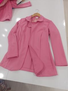Blazer Feminino Rosa Adulto Corte Em Alfaiataria Tecido Poliéster Tam M