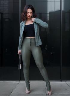 Blazer Feminino Terninho Malha Tipo Jacquard Fino Xadrez