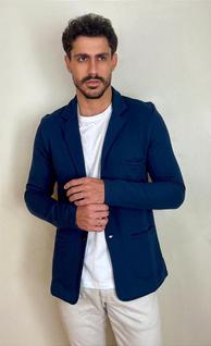 Blazer Masculino de Moletom Tony Menswear Slim Fit Azul Marinho - Confortável e Versátil