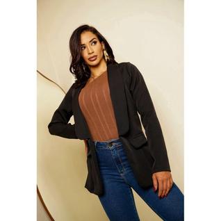 Blazer Max Longo Sobretudo Feminino Acinturado Roupas Femininas Tendência