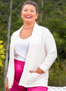Blazer Plus Size Branco Social Feminino Longo Casaco Festa