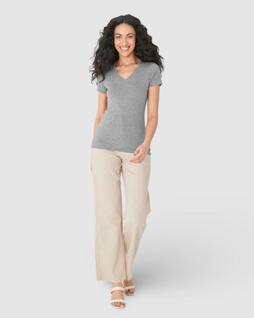 Blusa Básica Feminina Decote V Em Algodão