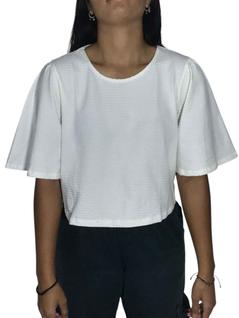 Blusa Cropped Canelada Off White Rovitex  Estilo e Conforto Atemporal