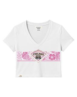 Blusa Cyclone Dif Cropped V Tropical Paradise Metal